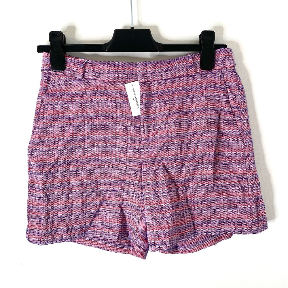 Banana Republic Tweed Knit Shorts Red White Blue NWT Classic Summer Tailored